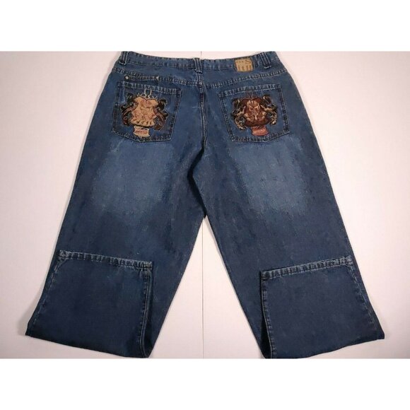 Undercover Sit h Hood Embroidered Streetwear Jeans Hip Hop Y2K 42/32.5